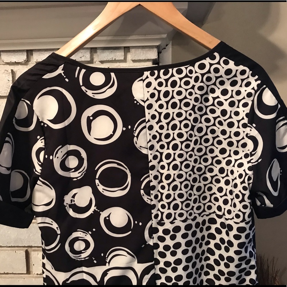 New! Modlily Split Neck Roll Cuff Circle Print Top - image 8